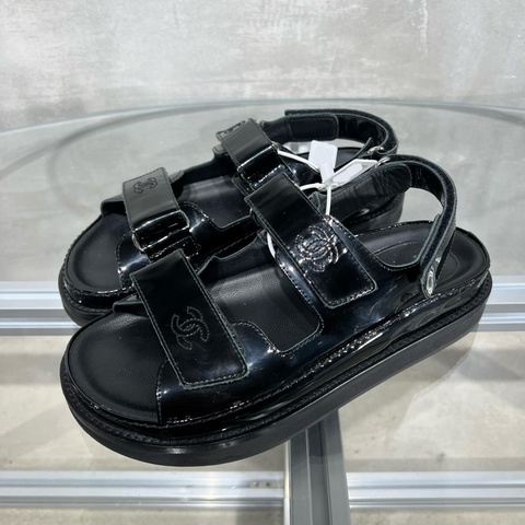 CHANEL/香奈兒 雙C黑色魔術貼 尺碼/37 碼