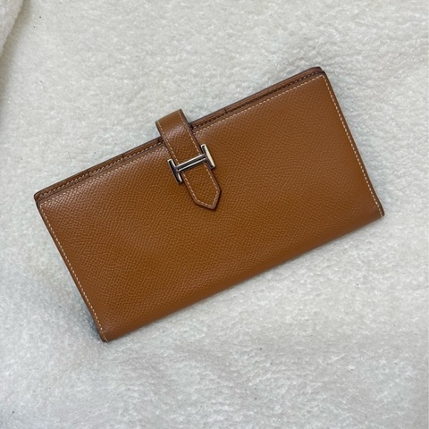 Hermes Bearn 金棕銀釦長夾