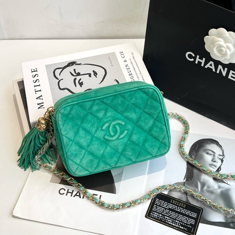 CHANEL香奈兒 稀有綠色麂皮 鏈條包 1開