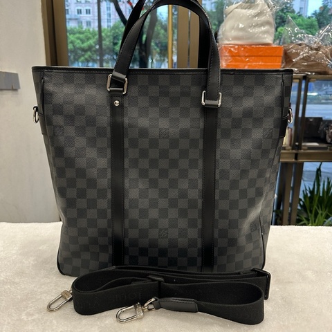 LOUIS VUITTON Damier Graphite 可拆卸肩帶棋盤格印花 帆布 手提單肩斜挎