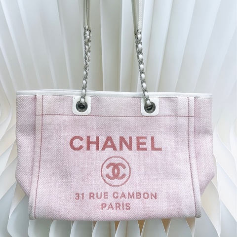 Chanel deauville 小號淺粉色沙灘包