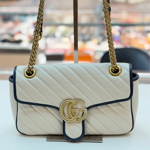 GUCCI古馳 GG Marmont26 馬蒙金標Logo