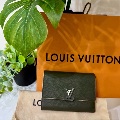 Louis vuitton 特別🖤軍綠杏色拼色設計中夾