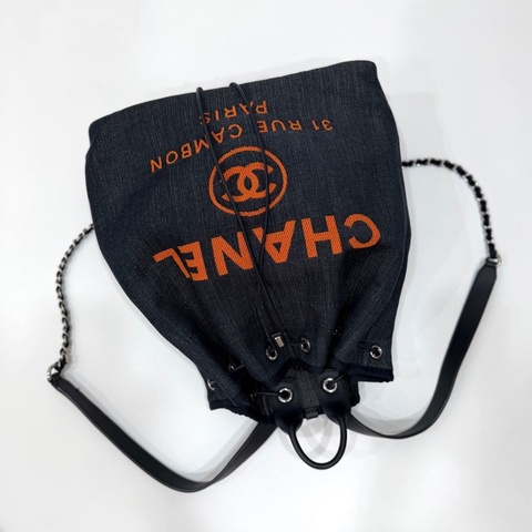CHANEL 香奈兒 Rucksack 銀釦 丹寧 牛仔 沙灘包 後背包 肩背包 手提包