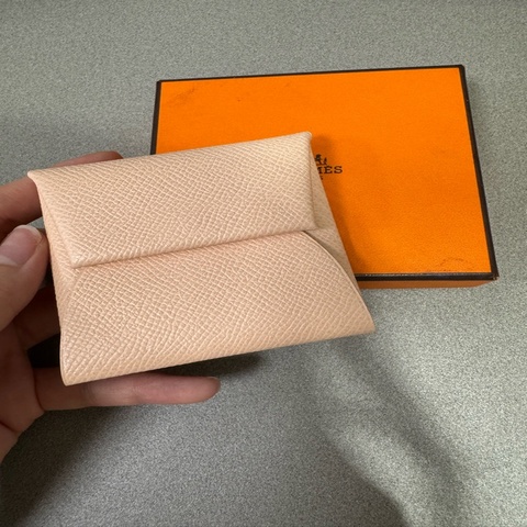 自用超值 Hermès Bastia 零錢包｜淡粉色 Epsom 皮革｜二手附盒