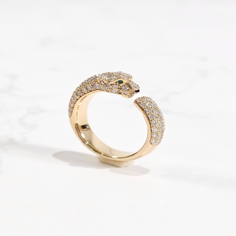 🐆 Cartier PANTHÈRE DE CARTIER 美洲豹戒指｜全鑽鋪鑲｜55號