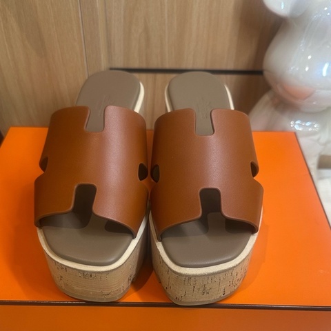 未使用 Hermès 愛馬仕 Eze 30 厚度坡跟拖鞋 鞋拖 36碼