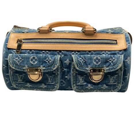 LOUIS VUITTON 路易威登 NEO SPEEDY 藍色 丹寧布 金釦