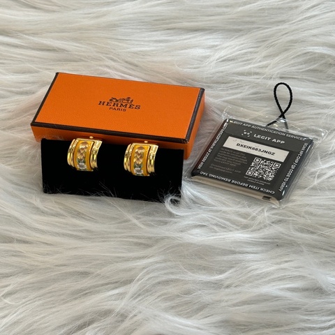 Hermes 稻穗花卉 珐瑯 耳夾式 耳環