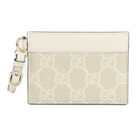 GUCCI 塗層帆布/皮革GG Emblem Card Case with Strap卡片套