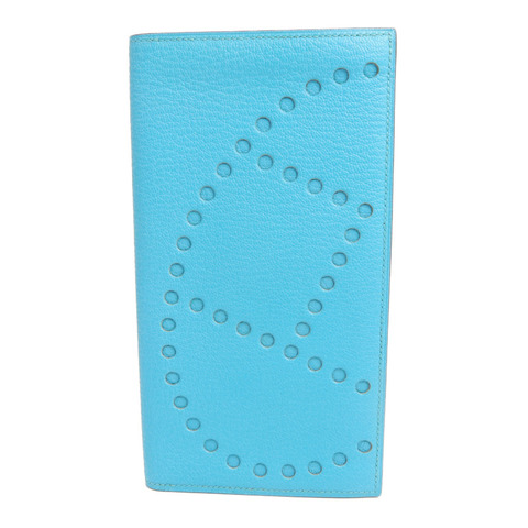 HERMES 山羊皮革Evelyne Wallet長錢包Celeste
