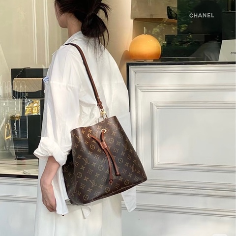 LV🤎原花棕內裏Neo Neo束口MM水桶包M44887