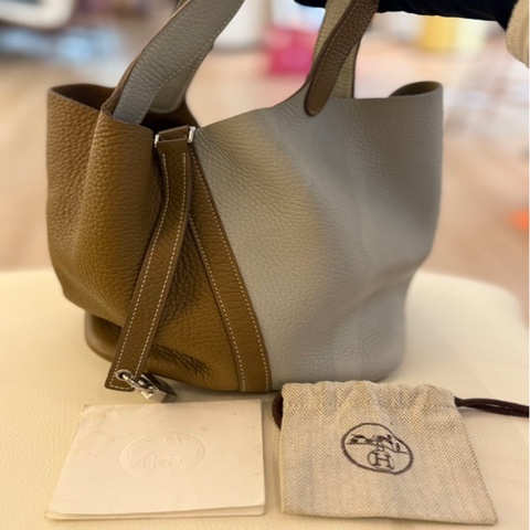 Hermes 愛馬仕 菜籃子22 水桶 拼色手提包