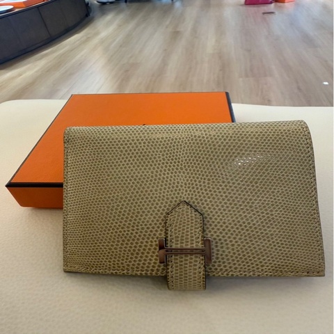 Hermes 爱马仕 Bearn卡包 绿色 蜥蜴皮