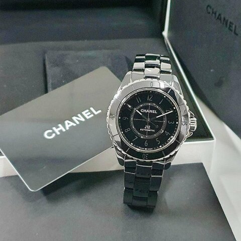 【大眾名錶】CHANEL香奈兒 J12系列 H6185 黑陶瓷 黑色數字面盤 2022/04 底蓋裸空 B815