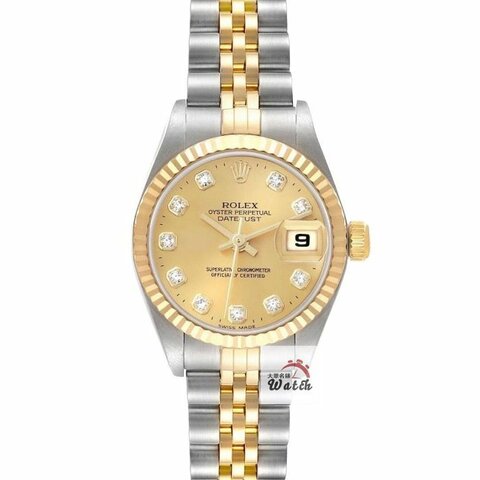 【大眾名錶】ROLEX 勞力士 79173 Datejust 蠔式日誌 蠔式女錶 新包台 金色十鑽面盤 大眾名錶G311