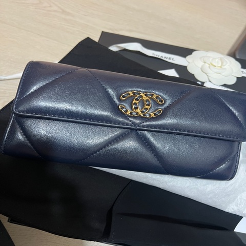 CHANEL 19系列 長夾 深藍