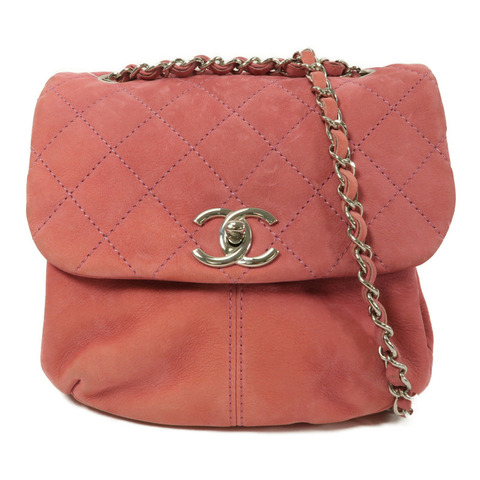 CHANEL 絨布Chain Shoulder鏈帶肩背袋