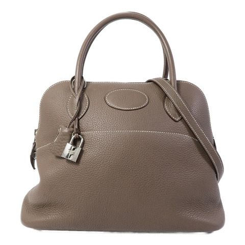 HERMES Clemence皮革Bolide 31手挽袋Etoupe