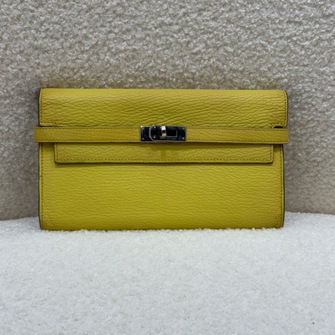 Hermès Kelly 黃銀扣長夾