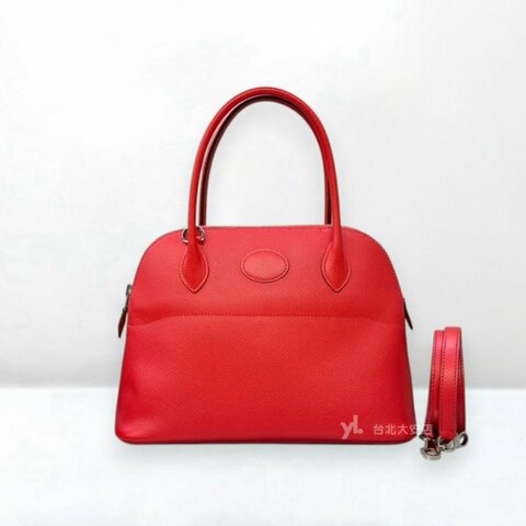 A13280-HERMES S3心紅色Epsom皮銀扣Bolide 27