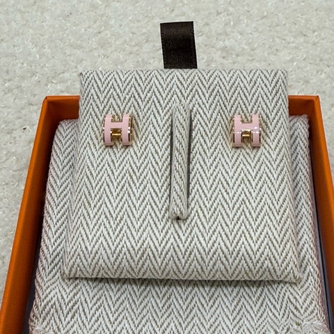 Hermès pop mini 粉金耳環