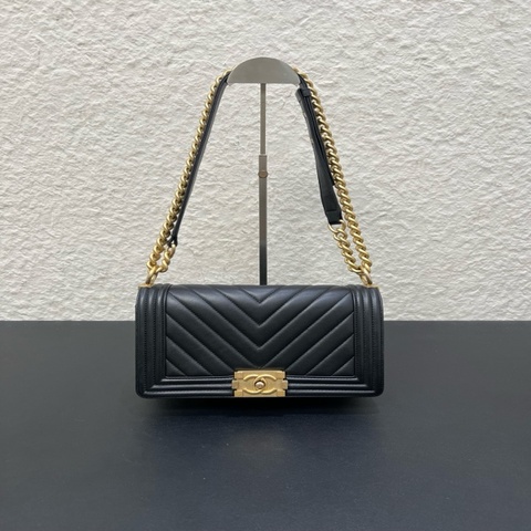 98新Chanel香奈兒黑金羊皮 leboy中號鏈條包單肩斜挎包
