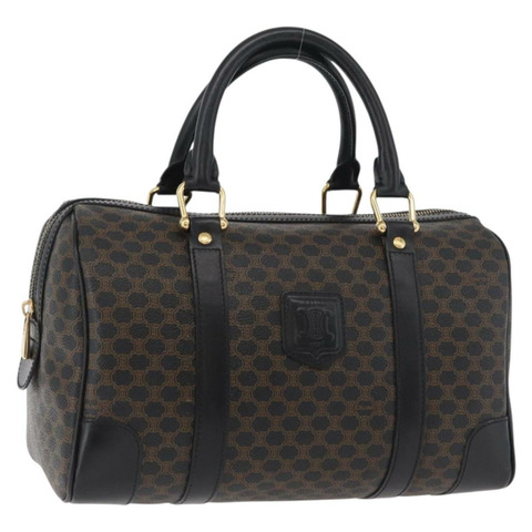 CELINE Macadam帆布波士頓包 PVC皮革 黑色 金色 正品 179006A