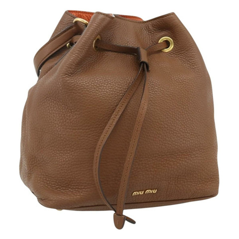 Miu Miu 棕色金色皮革肩背包 正品 mr2508A