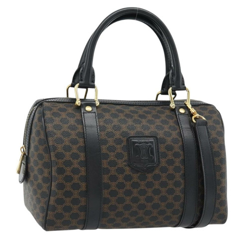 CELINE Macadam帆布手提包 PVC皮革 兩用 黑色 金色 正品 181930V