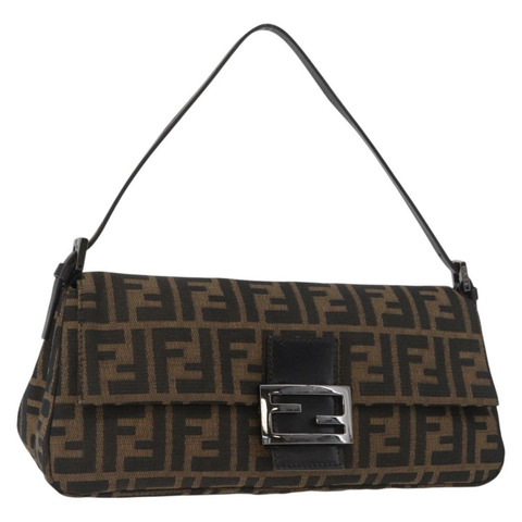 FENDI Zucca帆布Mamma Baguette單肩包 黑色棕色 正品 yk20437SAM