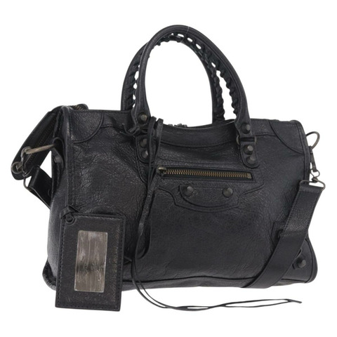BALENCIAGA 經典迷你都會手提包，皮革材質，黑色，兩用款，貨號 115748，正品號 165295SAM