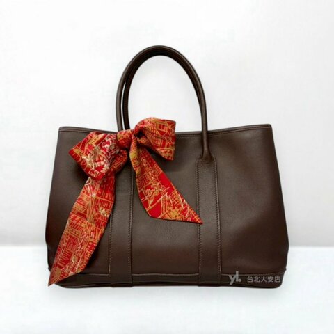 A13282-HERMES 2006銀座限定版可可色Swift皮GP花園包30cm含絲巾