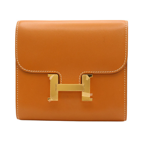 芝麻色 牛皮 Constance Compact 短夾 C刻 金釦【HERMES 愛馬仕】