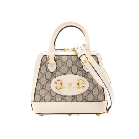 白色 烏木色 GG Supreme帆布 Horsebit 1955 兩用包【GUCCI 古馳】 640716
