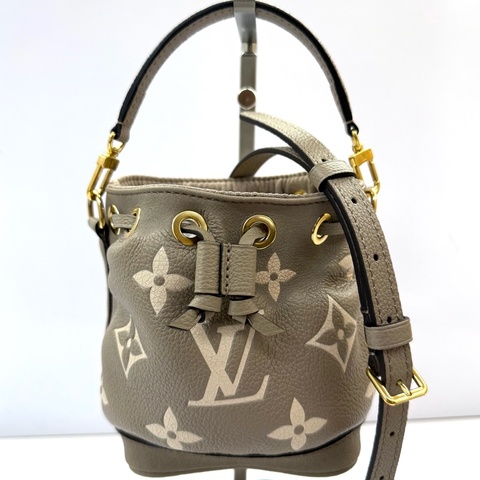 LOUIS VUITTON 路易威登 奶茶色 EMPREINTE皮革 NANO NOE 手提斜背2way包 M46291