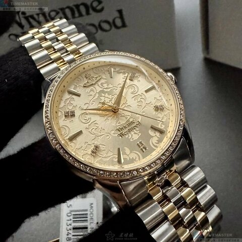 Vivienne Westwood手錶,編號VW30325,38mm金色錶殼,金銀相間錶帶款