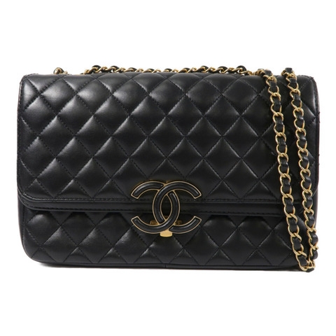 CHANEL 羊皮皮革CC Logo Flap鏈帶肩背袋