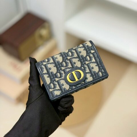🏷Dior 迪奧．30 Montaigne Glycine 緹花卡夾零錢包