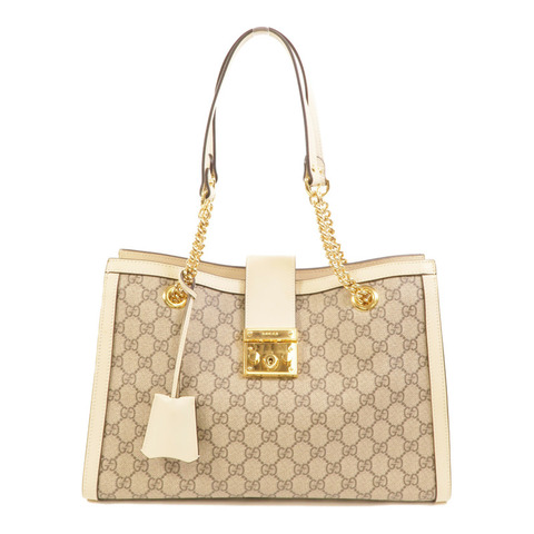GUCCI 塗層帆布Padlock GG金扣肩背袋