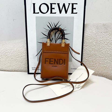 芬迪/Fendi 手袋 Sunshine mini 琴譜包 焦糖色牛皮