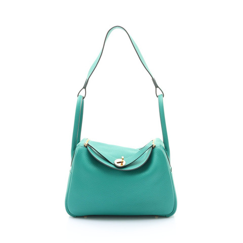 維羅納綠色 Clemence牛皮 Lindy 26 肩背包 D刻 金釦【HERMES 愛馬仕】 H073428CC