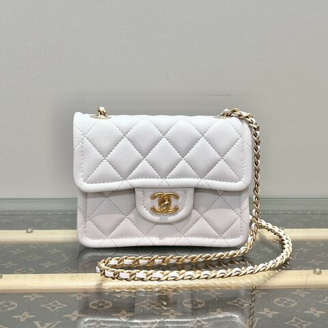CHANEL/香奈兒21S白金荔枝牛單肩斜挎豆腐包