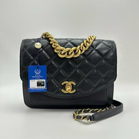 CHANEL/香奈兒黑金孟買風琴手提单肩斜挎包