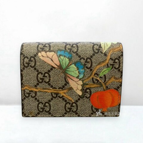 A13294-GUCCI GG老花蝴蝶花卉6卡對開短夾474590