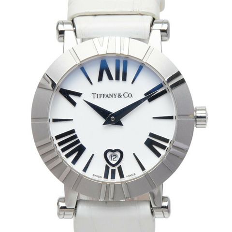 Tiffany & Co. Atlas Heart Watch Z1300.11.11A20A71A 石英白色錶盤不鏽鋼皮革錶帶女士 TIFFANY&Co.