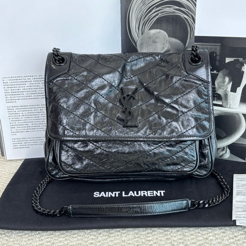 🌈 YSL 聖羅蘭Niki 中號 黑鏈條 單肩包斜挎包