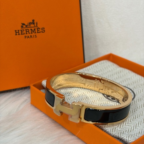 Hermes Clic H 玫瑰金色 黑琺瑯 窄版 手環 手鐲 琺瑯 PM