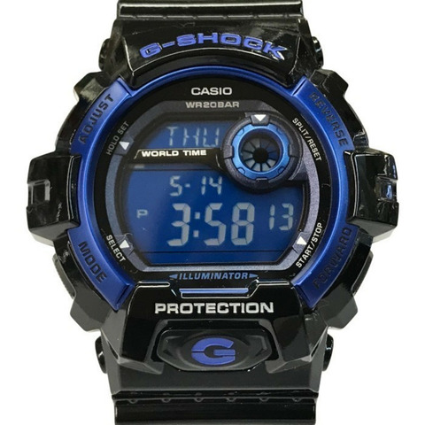 卡西歐 G-SHOCK 男士石英數位手錶 黑色 藍色 G-8900A-1JF T1