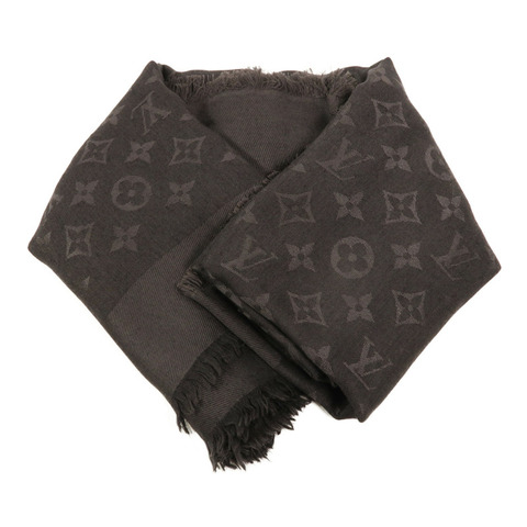 LOUIS VUITTON 絲質/羊毛Monogram Shine Shawl 142X142cm披肩/圍巾